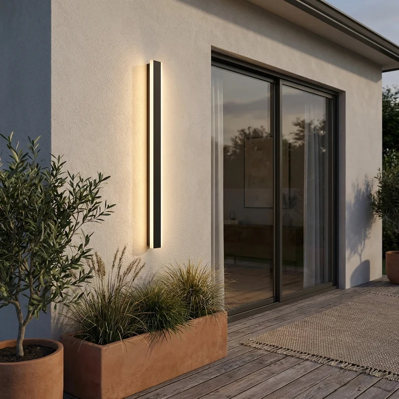 Minimalistischer Langer LED Streifen Wandleuchte für moderne Außenbereiche