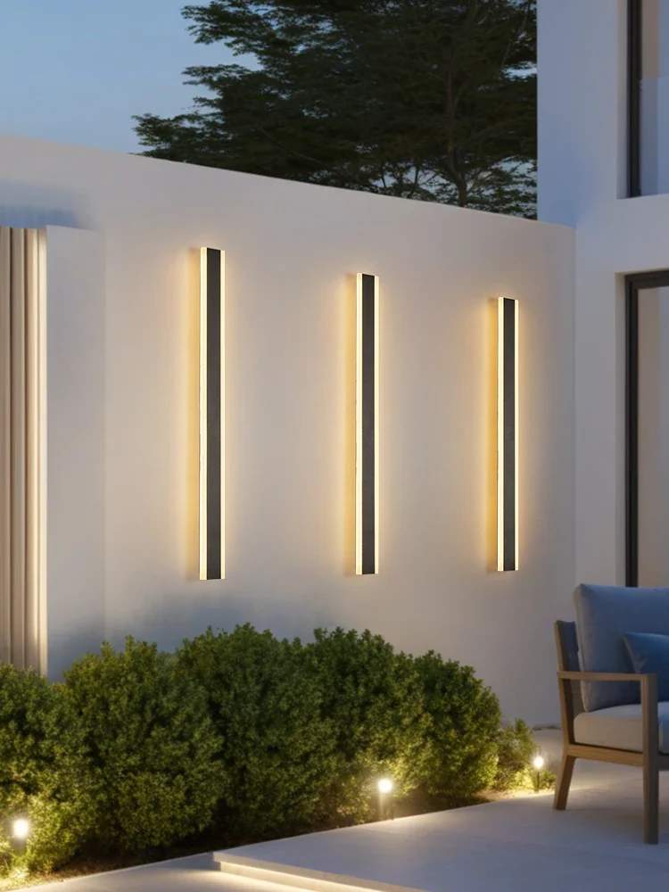 Minimalistischer Langer LED Streifen Wandleuchte für moderne Außenbereiche