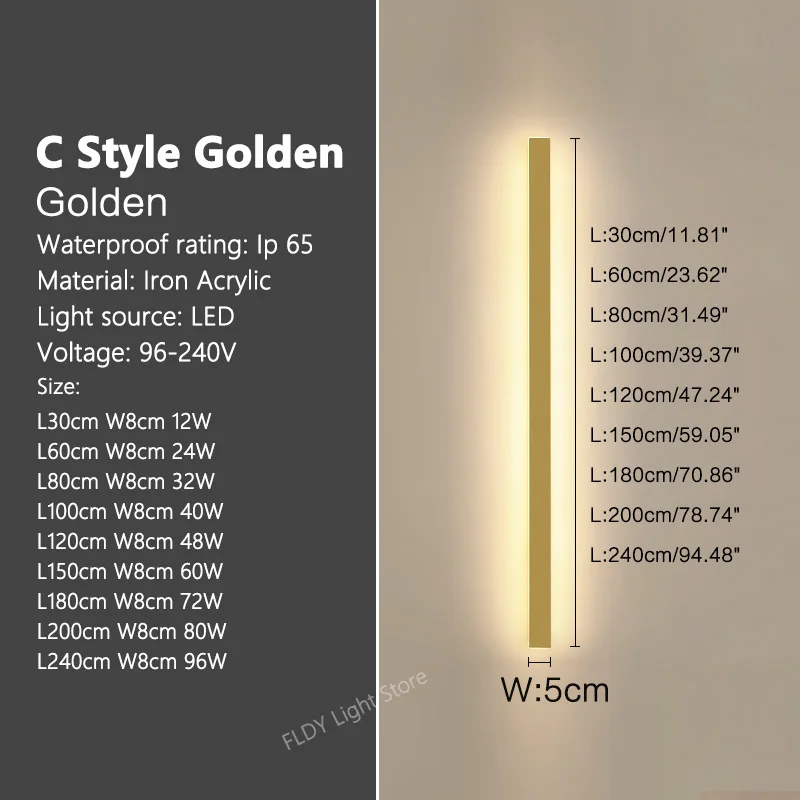 Minimalistischer Langer LED Streifen Wandleuchte für moderne Außenbereiche