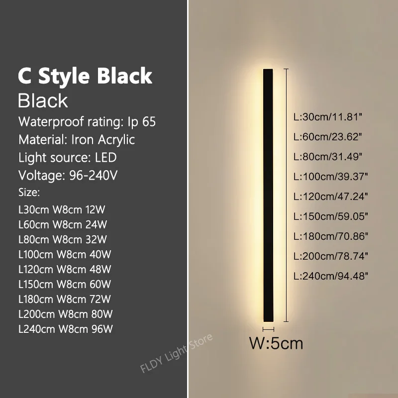Minimalistischer Langer LED Streifen Wandleuchte für moderne Außenbereiche