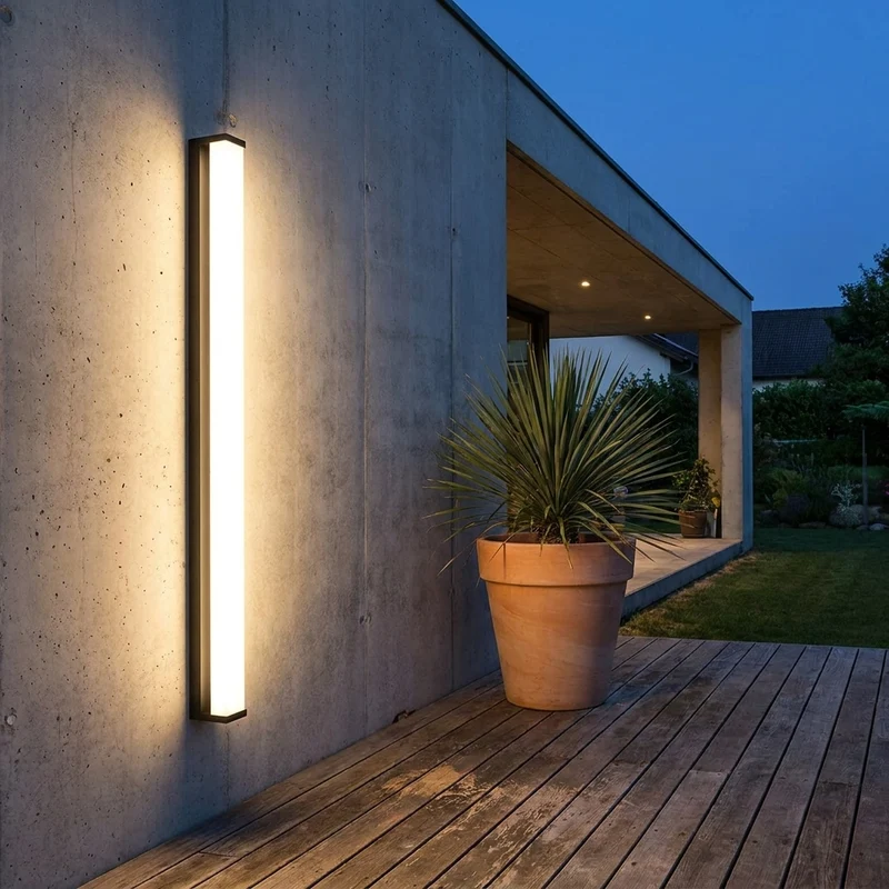 Moderne LED Streifen Außenwandleuchte für Garten und Veranda Deko