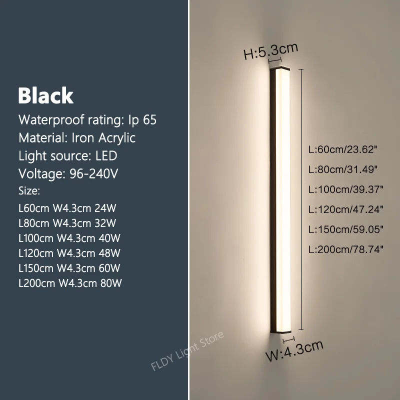 Moderne LED Streifen Außenwandleuchte für Garten und Veranda Deko