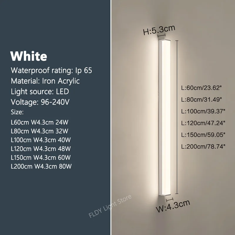 Moderne LED Streifen Außenwandleuchte für Garten und Veranda Deko