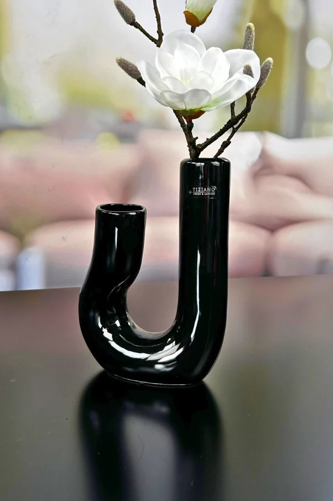 Vase Fiorello 30cm gewölbt schwarz