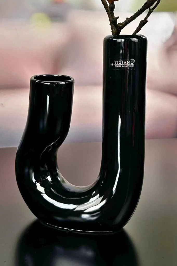 Vase Fiorello 30cm gewölbt schwarz
