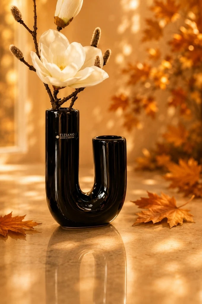 Vase Fiorello 22cm U-Form schwarz