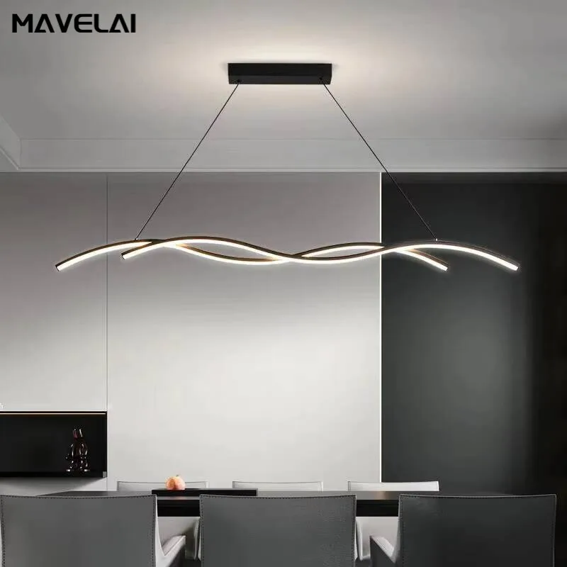 Modernes Minimalistisches LED Pendelleuchte Langgestreckt für Restaurant und Hotel