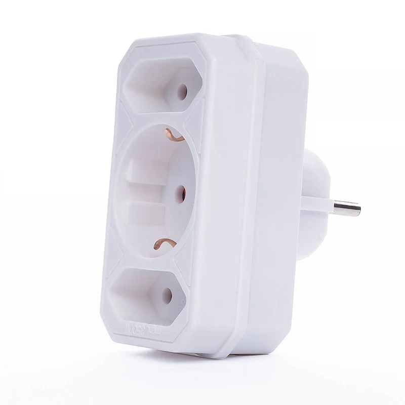 2er Set Steckdosen-Adapter 3-fach Mehrfachstecker Kindersicherung weiß schwarz 16A 250V