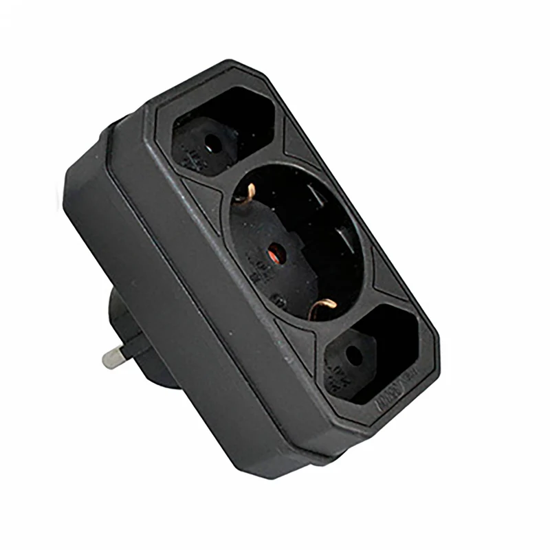 2er Set Steckdosen-Adapter 3-fach Mehrfachstecker Kindersicherung weiß schwarz 16A 250V