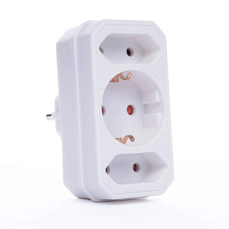 2er Set Steckdosen-Adapter 3-fach Mehrfachstecker Kindersicherung weiß schwarz 16A 250V