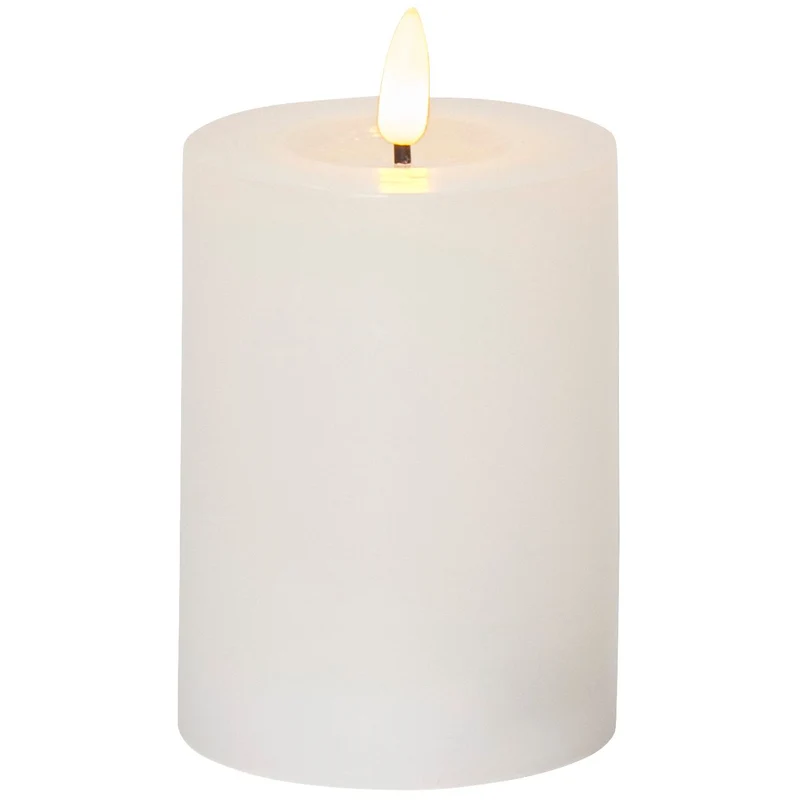 LED Echtwachs-Kerze, Sanft Flackernd, Warmweiß, Batteriebetrieben, Timer, 7000h Lebensdauer, 12,5cmx7,5cm oder 17.5cmx7.5cm