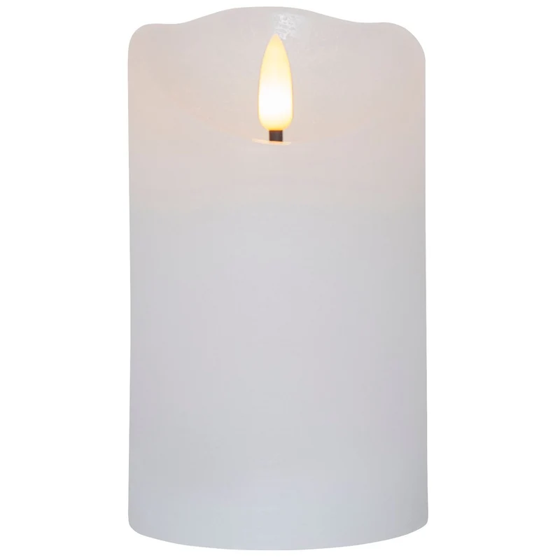 LED Echtwachs-Kerze Weiß, 3 Größen, Timerfunktion, Naturgetreue Flamme, Innenbereich