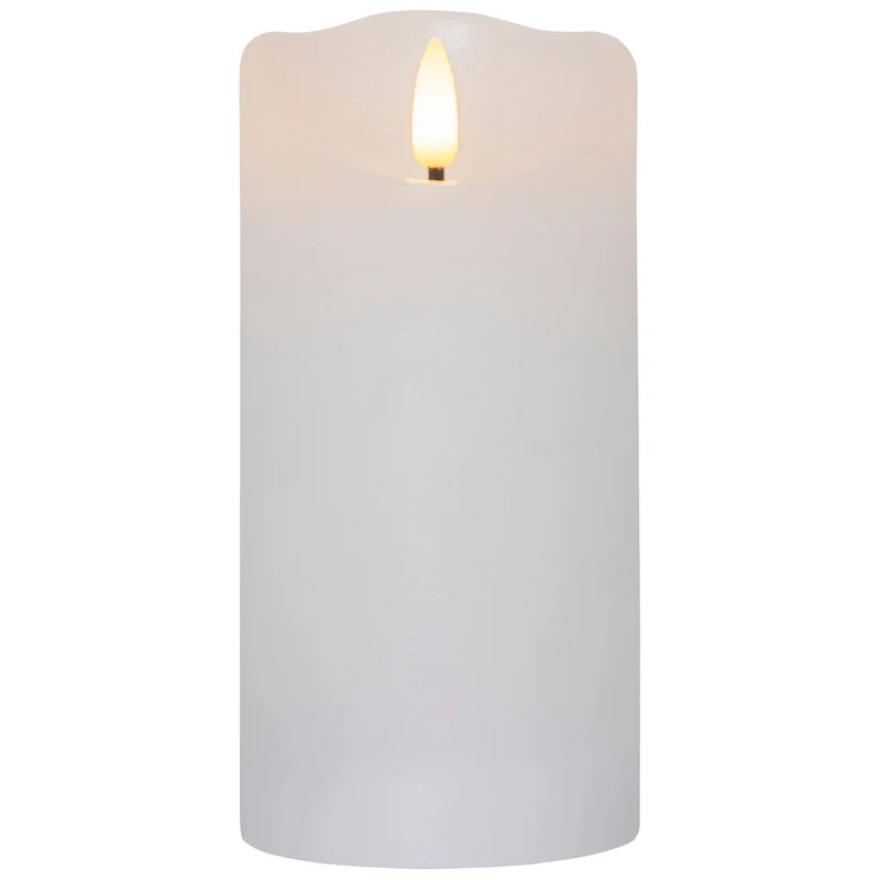 LED Echtwachs-Kerze Weiß, 3 Größen, Timerfunktion, Naturgetreue Flamme, Innenbereich