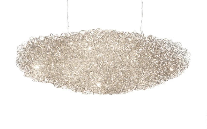 Pendellampe Dirigibile Oval 20-flammig 125x48cm Silber