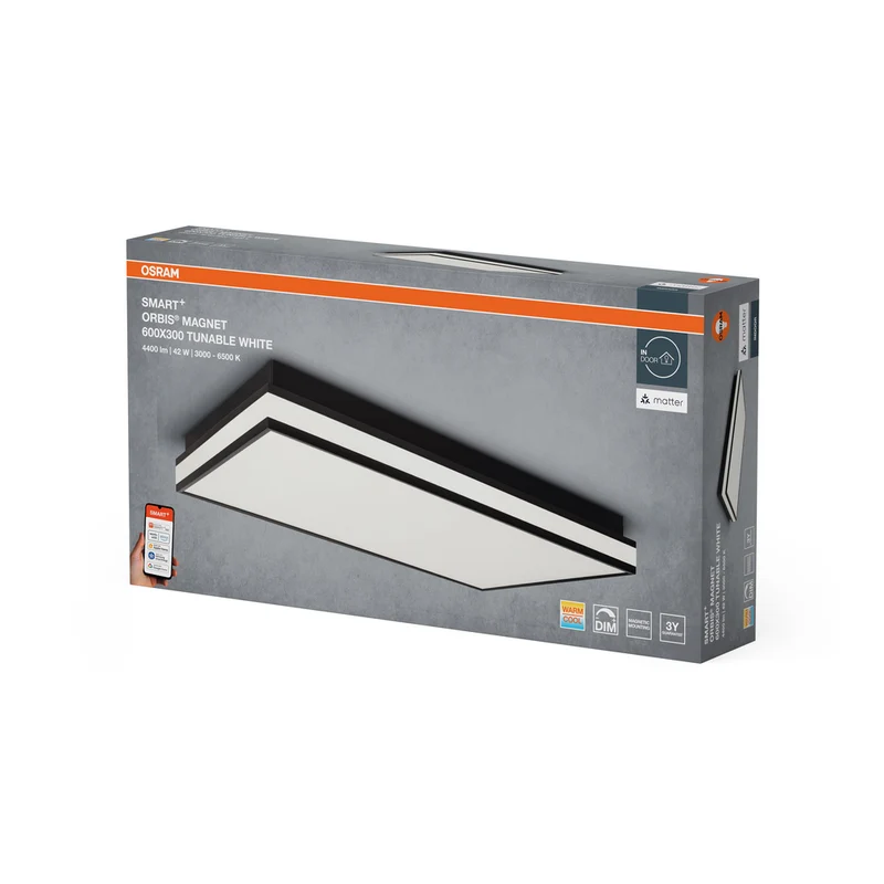OSRAM Matter SMART+ ORBIS MAGNET LED Deckenleuchte 60x30cm Tunable Weiß 42W / 3000-6500K schwarz