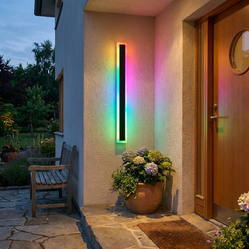 Moderne RGB LED Wandleuchte mit Fernbedienung für Innen und Außen