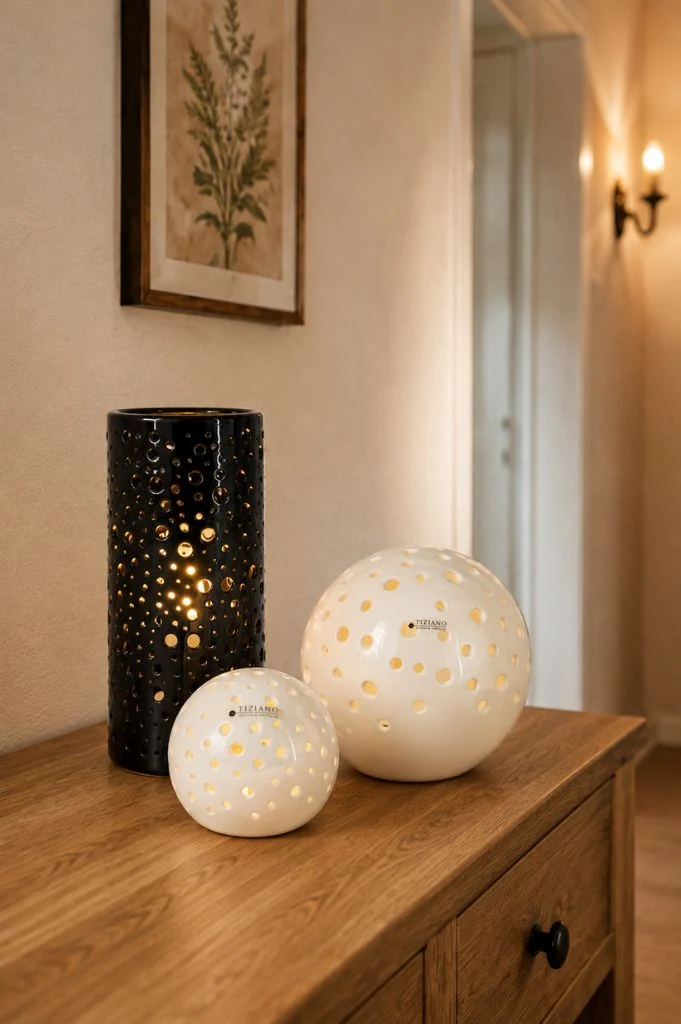 Dekoset Lampe Salvati schwarz mit Lichtkugeln Padova