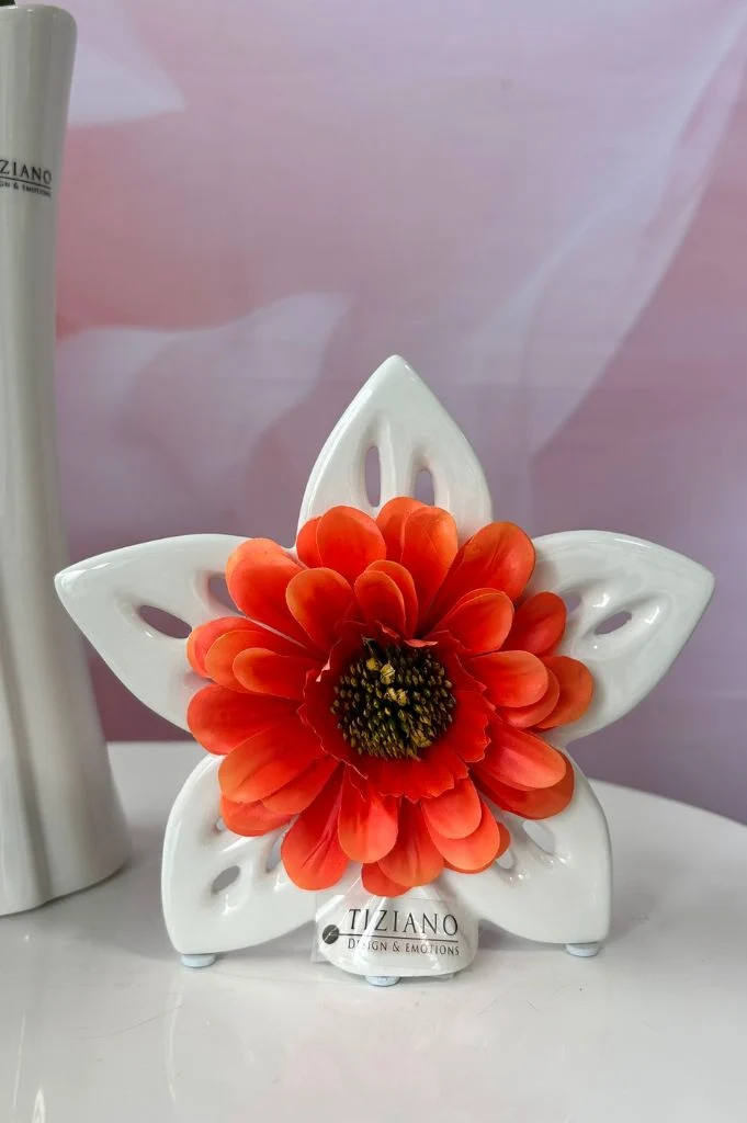 Dekoset Blume Elara creme-weiß 17cm mit Zinnie