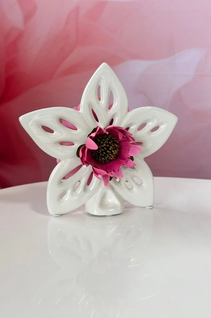 Dekoset Blume Elara creme-weiß 17cm mit Zinnie