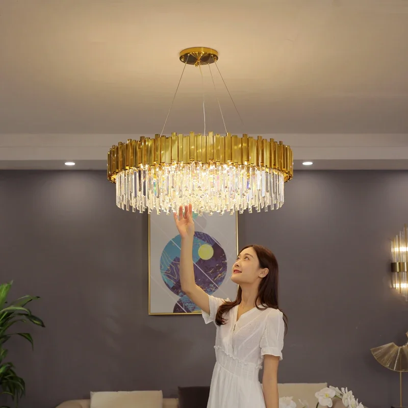 Moderner Gold Schwarz Kristall Kronleuchter Exklusiv für Luxushotel und Wohnzimmer