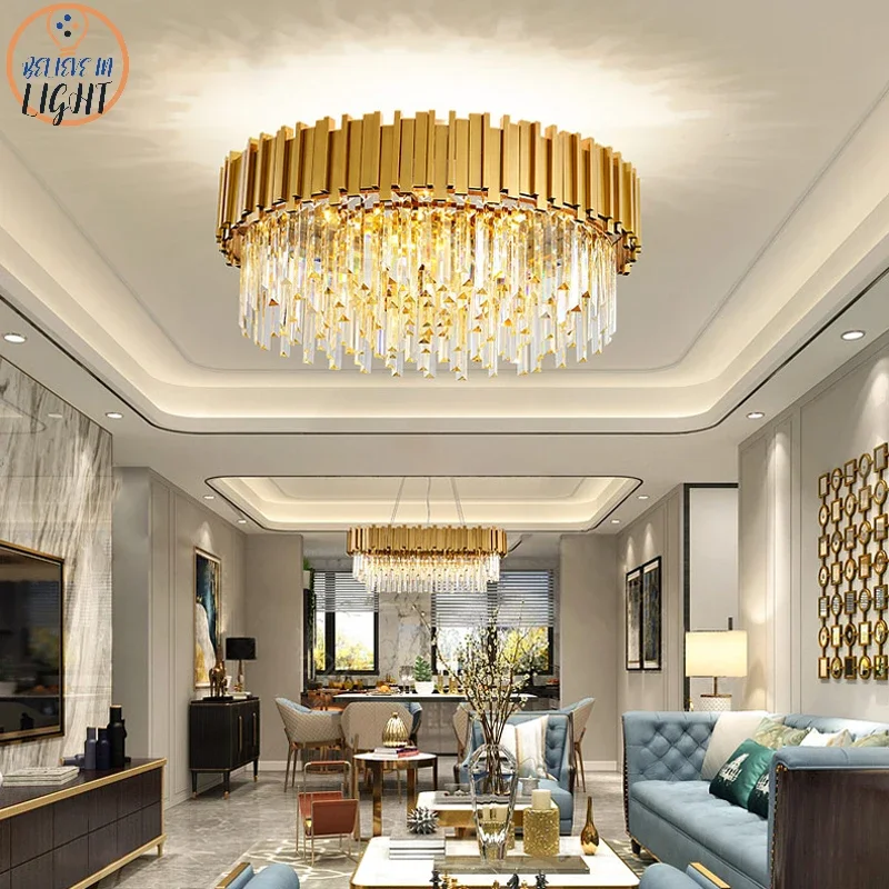 Moderner Gold Schwarz Kristall Kronleuchter Exklusiv für Luxushotel und Wohnzimmer