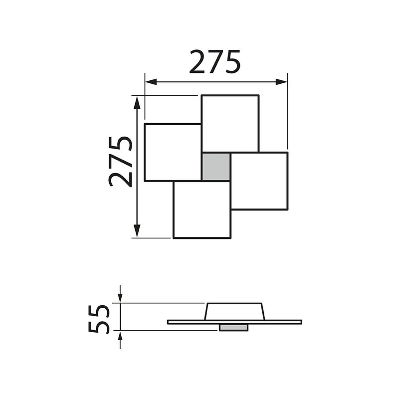 LED-Wand-/Deckenleuchte CREO, 4-flg. quadratisch