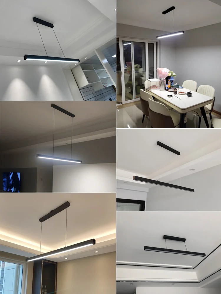 Modernes Nordisches LED Linear Kronleuchter Bürotauglich für Esszimmer und Büro