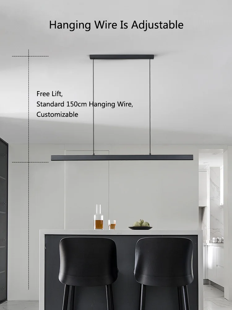 Modernes Nordisches LED Linear Kronleuchter Bürotauglich für Esszimmer und Büro