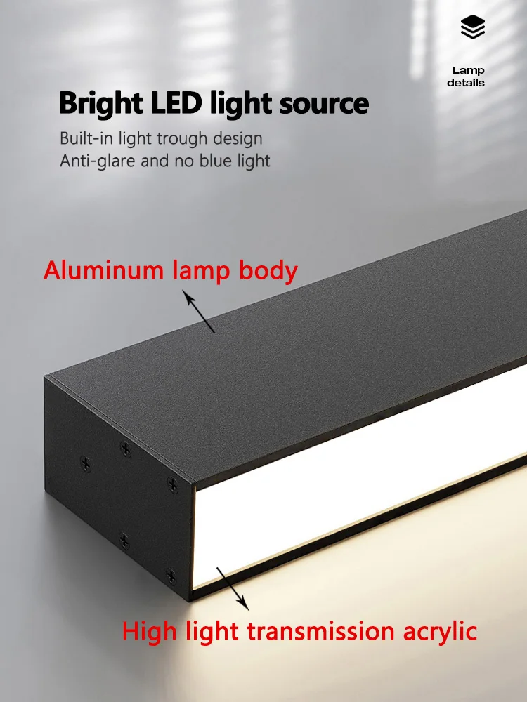 Minimalistisches LED Lichtband Deckenleuchte für Wohnzimmer und Büro 40–120cm