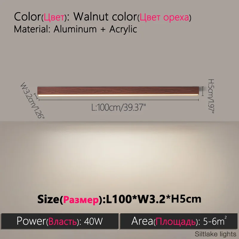 Minimalistisches LED Lichtband Deckenleuchte für Wohnzimmer und Büro 40–120cm