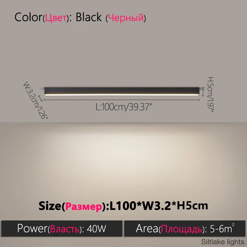 Minimalistisches LED Lichtband Deckenleuchte für Wohnzimmer und Büro 40–120cm