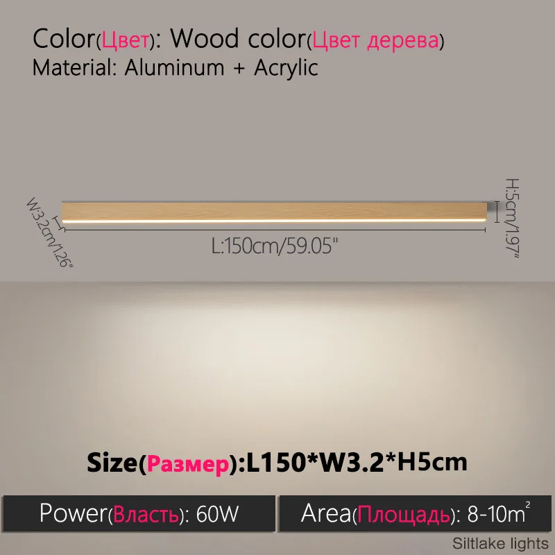 Minimalistisches LED Lichtband Deckenleuchte für Wohnzimmer und Büro 40–120cm