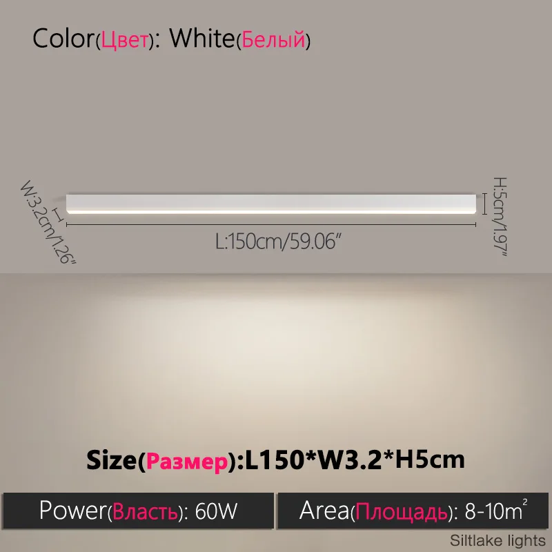 Minimalistisches LED Lichtband Deckenleuchte für Wohnzimmer und Büro 40–120cm