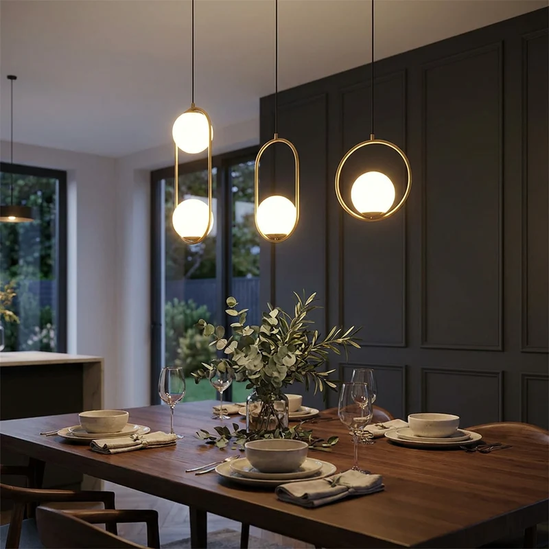 Nordische Glas Kugelleuchte Pendelleuchte Messing für Wohnzimmer und Flur Klassisch