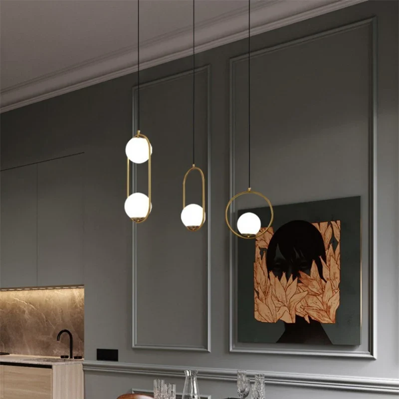 Nordische Glas Kugelleuchte Pendelleuchte Messing für Wohnzimmer und Flur Klassisch