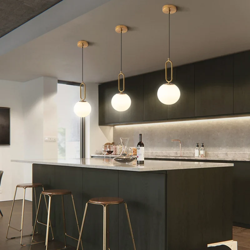 Nordische Glas Kugelleuchte Pendelleuchte Messing für Wohnzimmer und Flur Klassisch