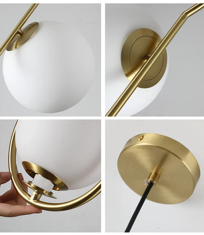 Nordische Glas Kugelleuchte Pendelleuchte Messing für Wohnzimmer und Flur Klassisch