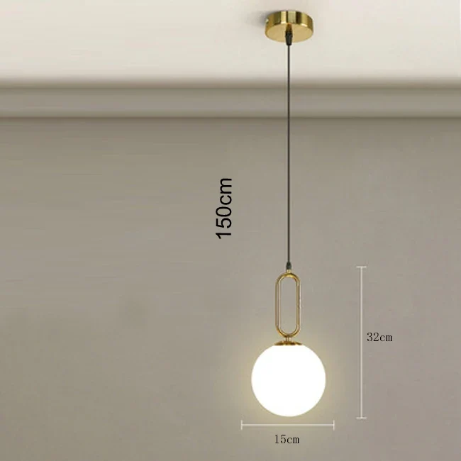 Nordische Glas Kugelleuchte Pendelleuchte Messing für Wohnzimmer und Flur Klassisch