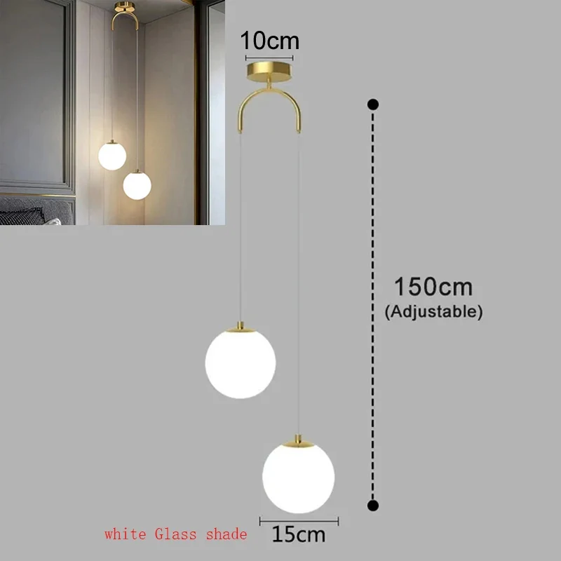 Nordische Glas Kugelleuchte Pendelleuchte Messing für Wohnzimmer und Flur Klassisch