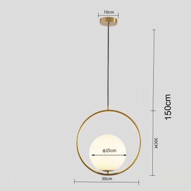 Nordische Glas Kugelleuchte Pendelleuchte Messing für Wohnzimmer und Flur Klassisch