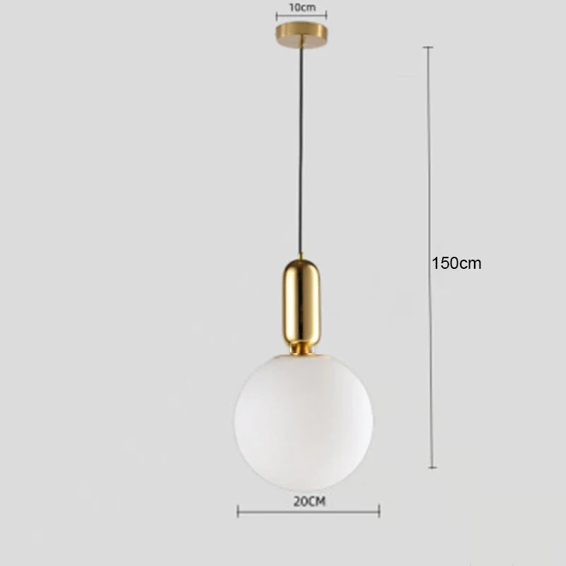 Nordische Glas Kugelleuchte Pendelleuchte Messing für Wohnzimmer und Flur Klassisch