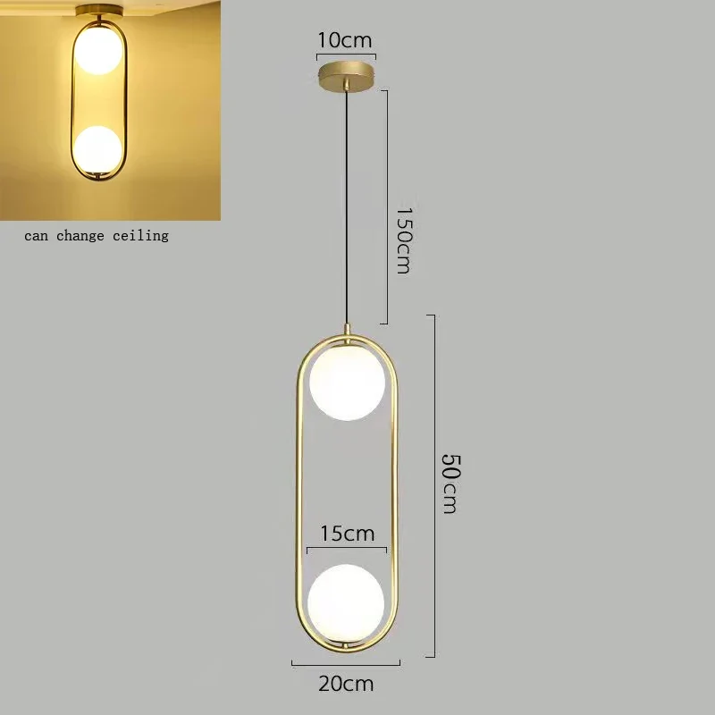 Nordische Glas Kugelleuchte Pendelleuchte Messing für Wohnzimmer und Flur Klassisch