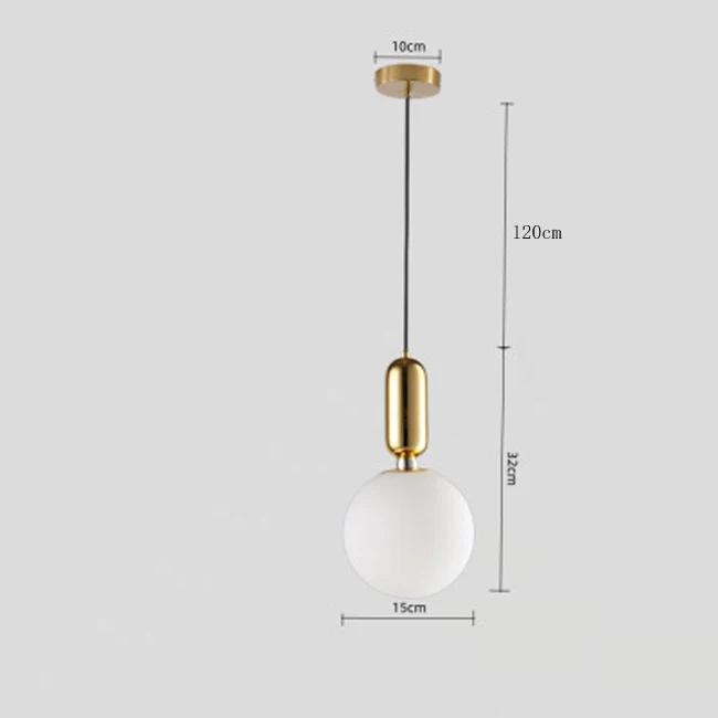 Nordische Glas Kugelleuchte Pendelleuchte Messing für Wohnzimmer und Flur Klassisch