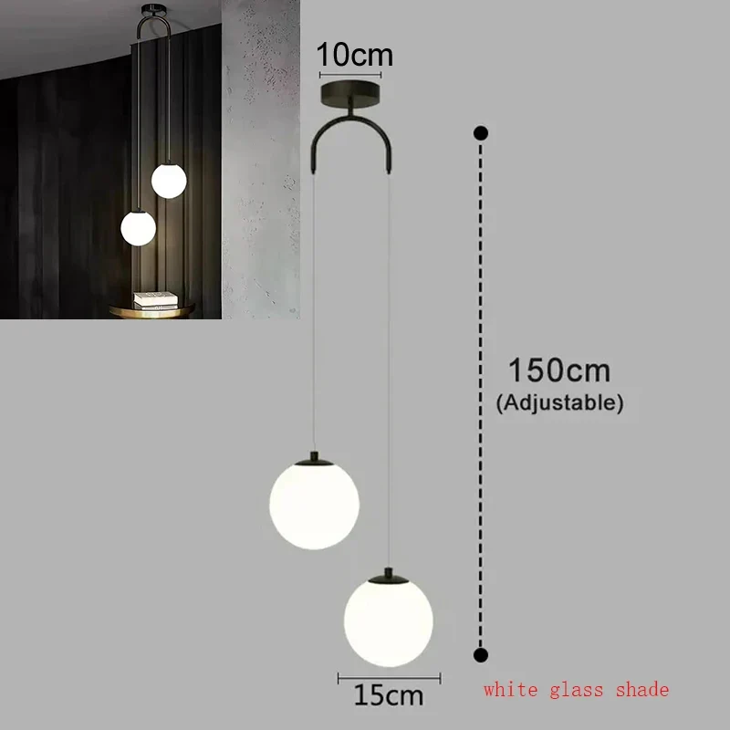 Nordische Glas Kugelleuchte Pendelleuchte Messing für Wohnzimmer und Flur Klassisch
