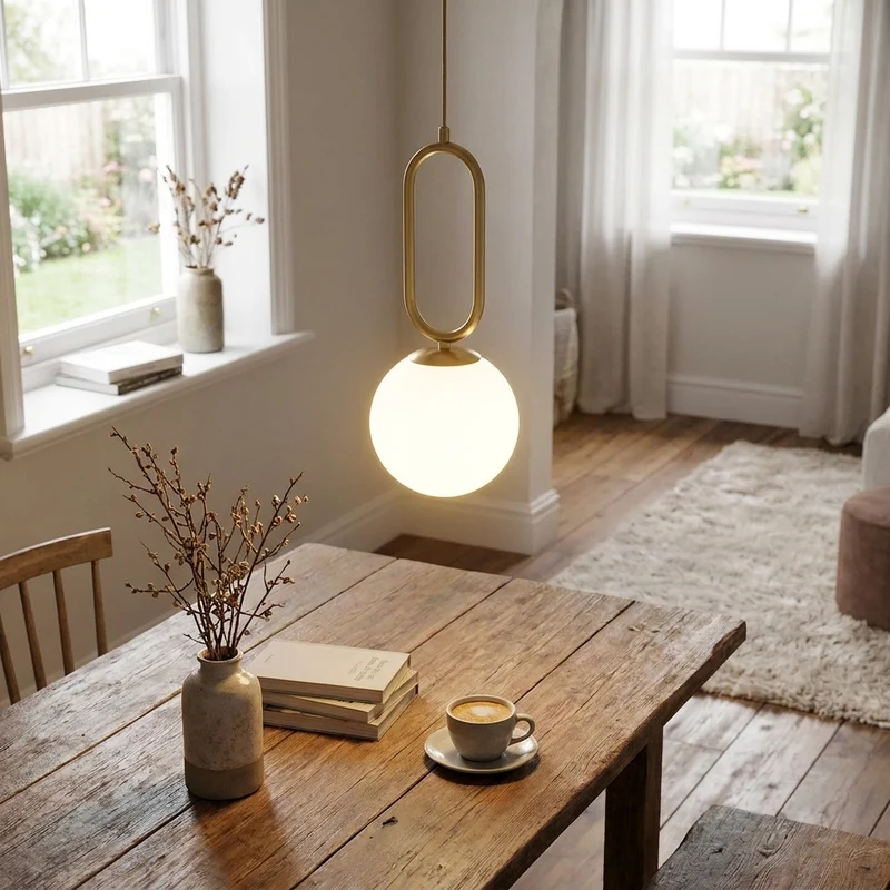 Modernes Nordisches Glas Kugelpendelleuchte Weiss für Küche und Esszimmer Frisch