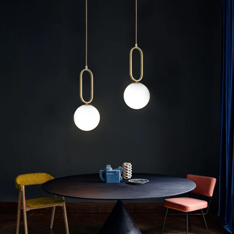 Modernes Nordisches Glas Kugelpendelleuchte Weiss für Küche und Esszimmer Frisch