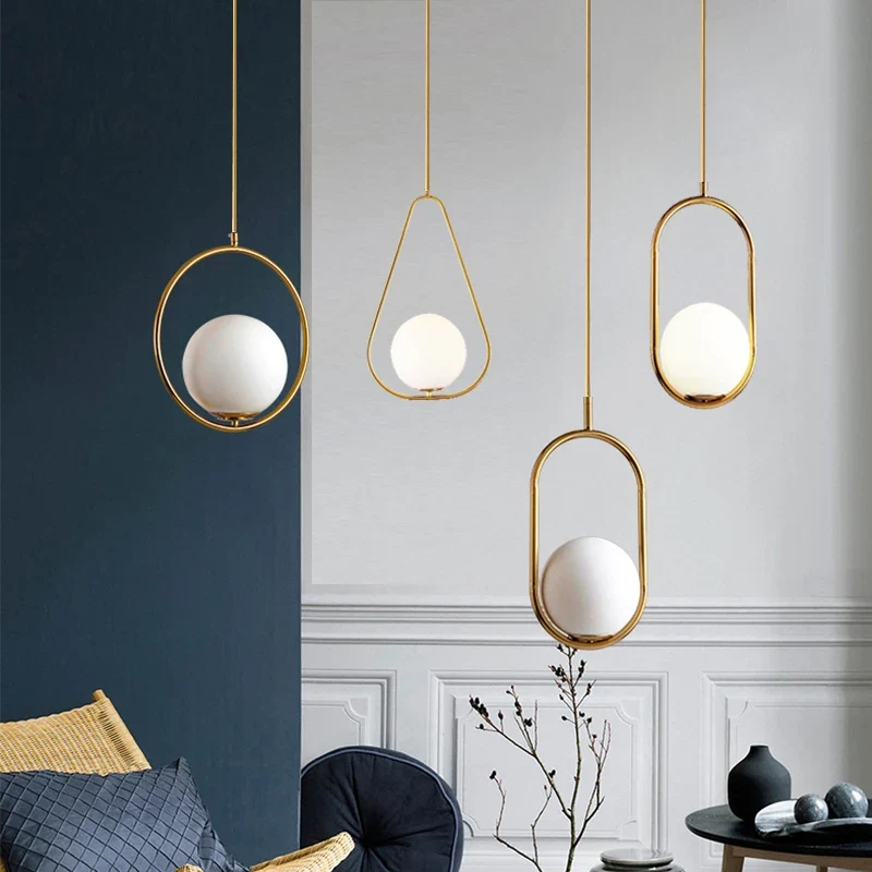 Modernes Nordisches Glas Kugelpendelleuchte Weiss für Küche und Esszimmer Frisch