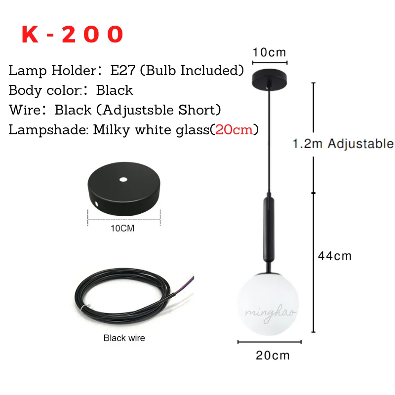 Modernes Nordisches Glas Kugelpendelleuchte Weiss für Küche und Esszimmer Frisch