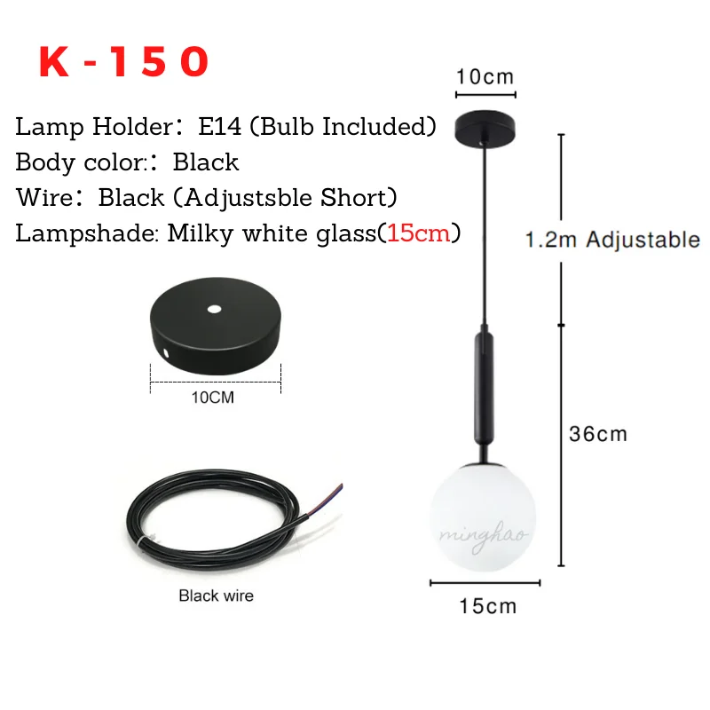 Modernes Nordisches Glas Kugelpendelleuchte Weiss für Küche und Esszimmer Frisch