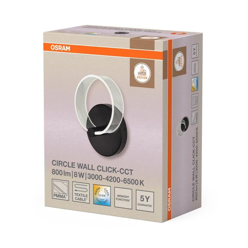 OSRAM DECOR Circle Wall Wandleuchte 8W Click CCT Black